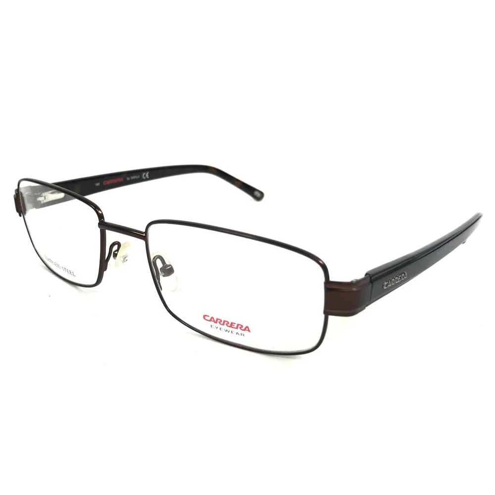 Carrera Eyeglasses Frames CA7586 1P5 Matte Brown Rectangle Wire Rim 54-18-140